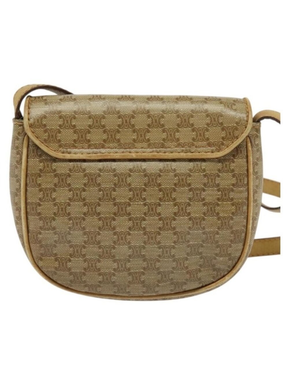 Authentic CELINE Macadam Canvas Shoulder Bag PVC Beige Gold - Picture 10 of 16